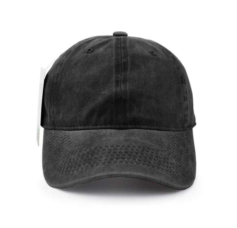 UltraKey Baseball Cap, UltreKey Washed Cotton Adjustable Sport Outdoor Sun Cap Unisex Hip hop Casual Hat Snapback Cap(Black) - Image 3